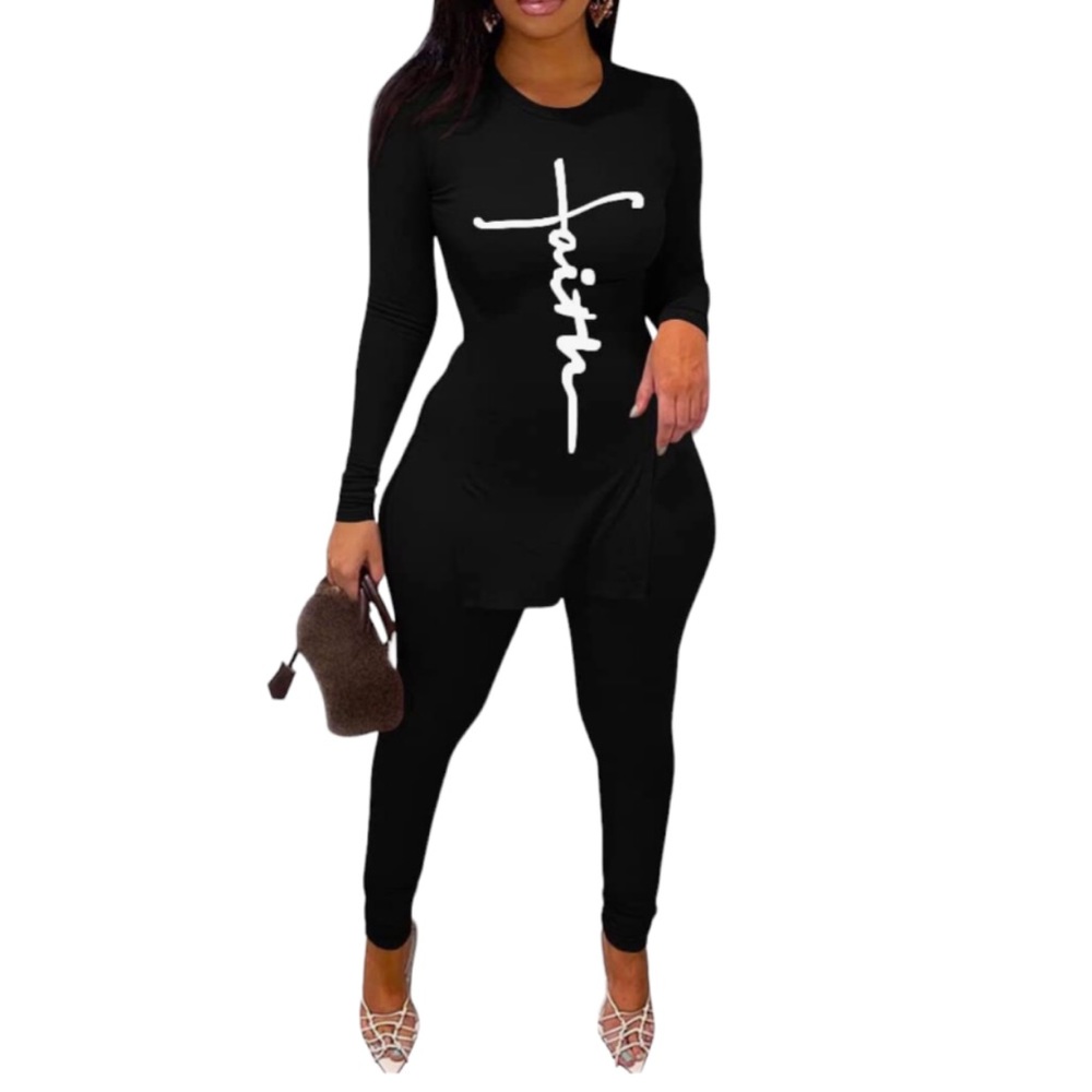 Black Two Piece Casual Pant Set